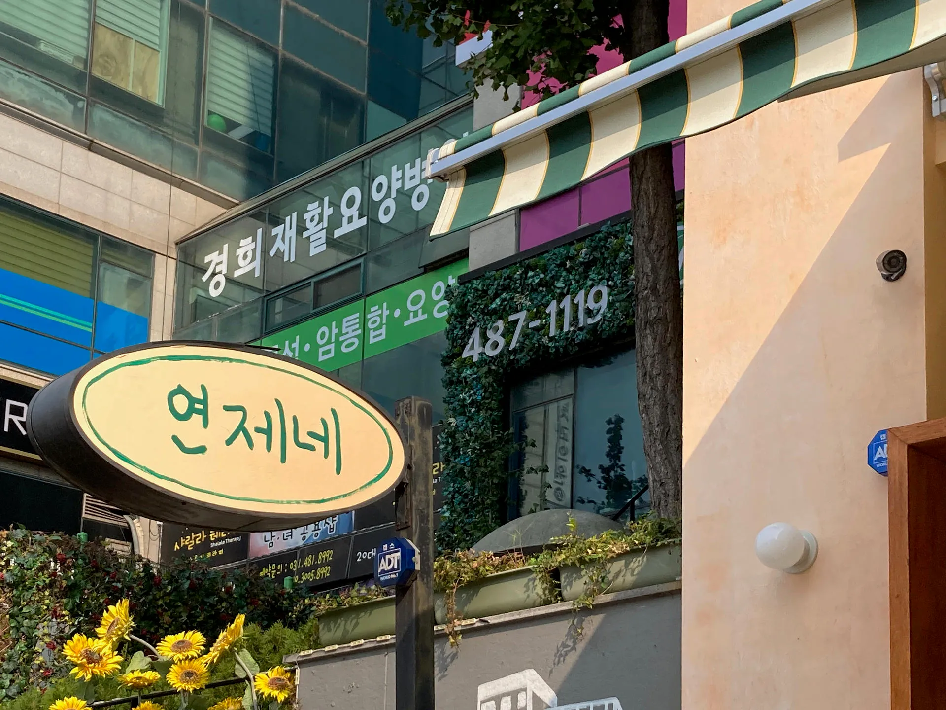연제네 거리에 세운 타원형 돌출 간판